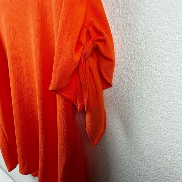 Michael Michael Kors Women's Size L Batwing Tie Sleeve Top Red Orange Relax Fit - Picture 4 of 9